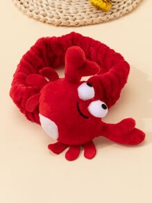 1入組紅色浴室頭帶卡通可愛滌綸螃蟹裝飾面部化妝頭帶