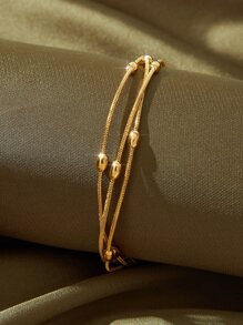 珠子裝飾分層手鏈 - 金黃色 - 查看 1