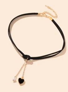 vòng cổ quyến rũ trái tim - màu đen - Xem 2