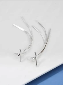 2 chiếc bông tai thả tua kim loại - Bạc - Xem 2
