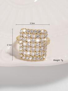 Cubic Zirconia Decor Cuff Ring - Multicolor - View 4
