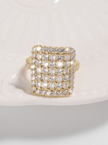 Cubic Zirconia Decor Cuff Ring - Multicolor - View 5