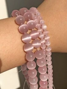 Đá Mặt Trăng Thiên Nhiên Đá Mắt Mèo Hạt Tròn Rời Hạt Miếng Đệm Hạt Trang Sức Làm Tự Làm Vòng Tay Vòng Cổ 15 "4/6/8/10/12 Mm - Hồng - Xem 4