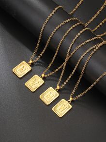 時尚流行1入組男士幾何魅力項鍊朋克嘻哈風格合金材料適合珠寶禮物和時尚外觀