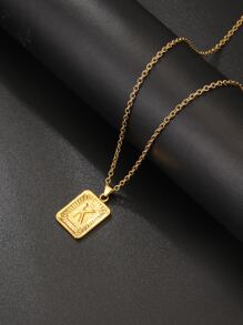 時尚流行1入組男士幾何魅力項鍊朋克嘻哈風格合金材料適合珠寶禮物和時尚外觀