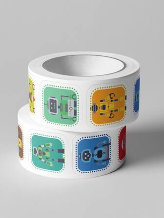 300pcs/roll Cartoon Robot Pattern Sticker