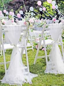 1pc Polyamide Chair Decoration, White Chair Sash For Wedding Party - White - View 1