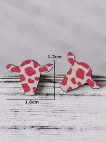Cow Design Stud Earrings - Pink - View 5