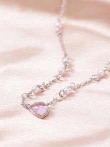 Collar con colgante de corazón de strass, regalo para el Día de San Valentín, para mamá, Día de la Madre