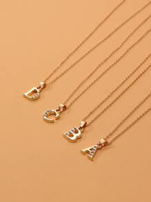 1入組字母墜飾項鍊 - 金黃色 - 查看 2