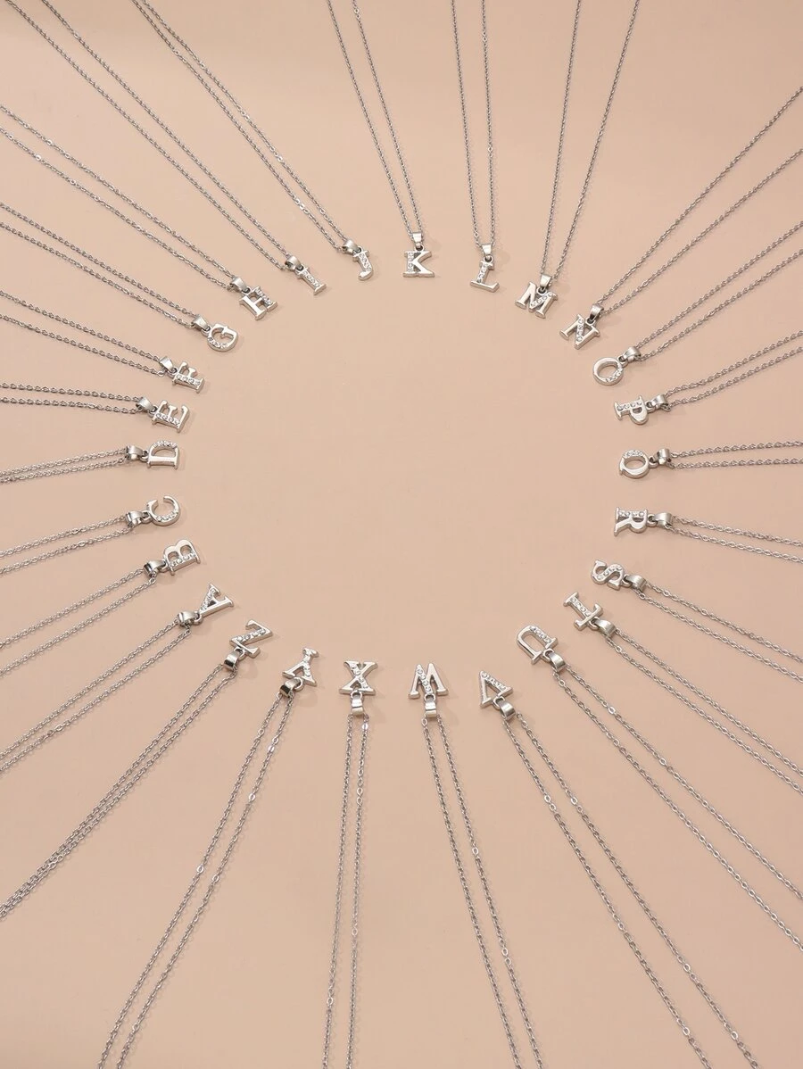 1 vòng cổ mặt dây chuyền tối giản - Bạc - Xem 1