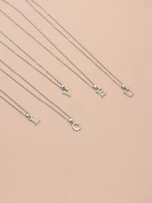 1 vòng cổ mặt dây chuyền tối giản - Bạc - Xem 3