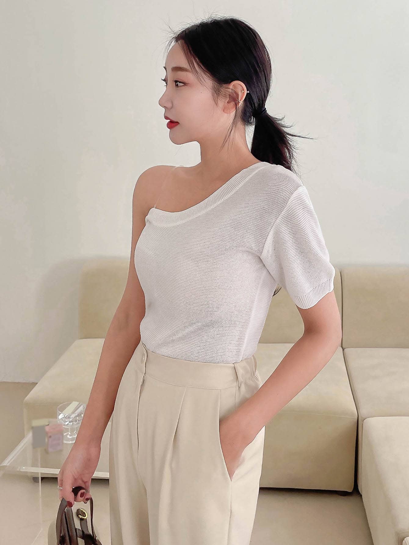 DAZY Eenkleurig Casual Gebreide top