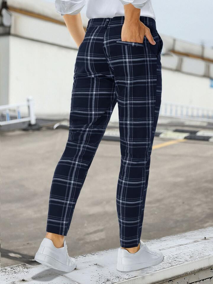 Buy Brown and Black Check Straight Formal Trousers Online | FableStreet