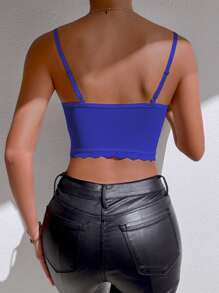 SHEIN Allurite Top de tirantes crop con encaje bustier - azul real - Ver 2