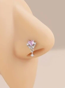 方晶鋯石裝飾鼻釘不銹鋼受歡迎穿孔身體鏈禮品適合女士和男士 - 銀色 - 查看 1