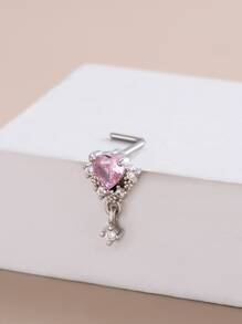 方晶鋯石裝飾鼻釘不銹鋼受歡迎穿孔身體鏈禮品適合女士和男士 - 銀色 - 查看 2