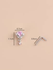 方晶鋯石裝飾鼻釘不銹鋼受歡迎穿孔身體鏈禮品適合女士和男士 - 銀色 - 查看 3