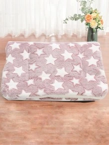 1 件装毛绒粉色星形长方形可洗保暖宠物床，适合中小型猫，四季皆宜 - 粉色 - 查看 2