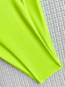 Conjunto de bikini de playa de verano con triángulo de color verde lima neón - Verde Lima - Ver 6