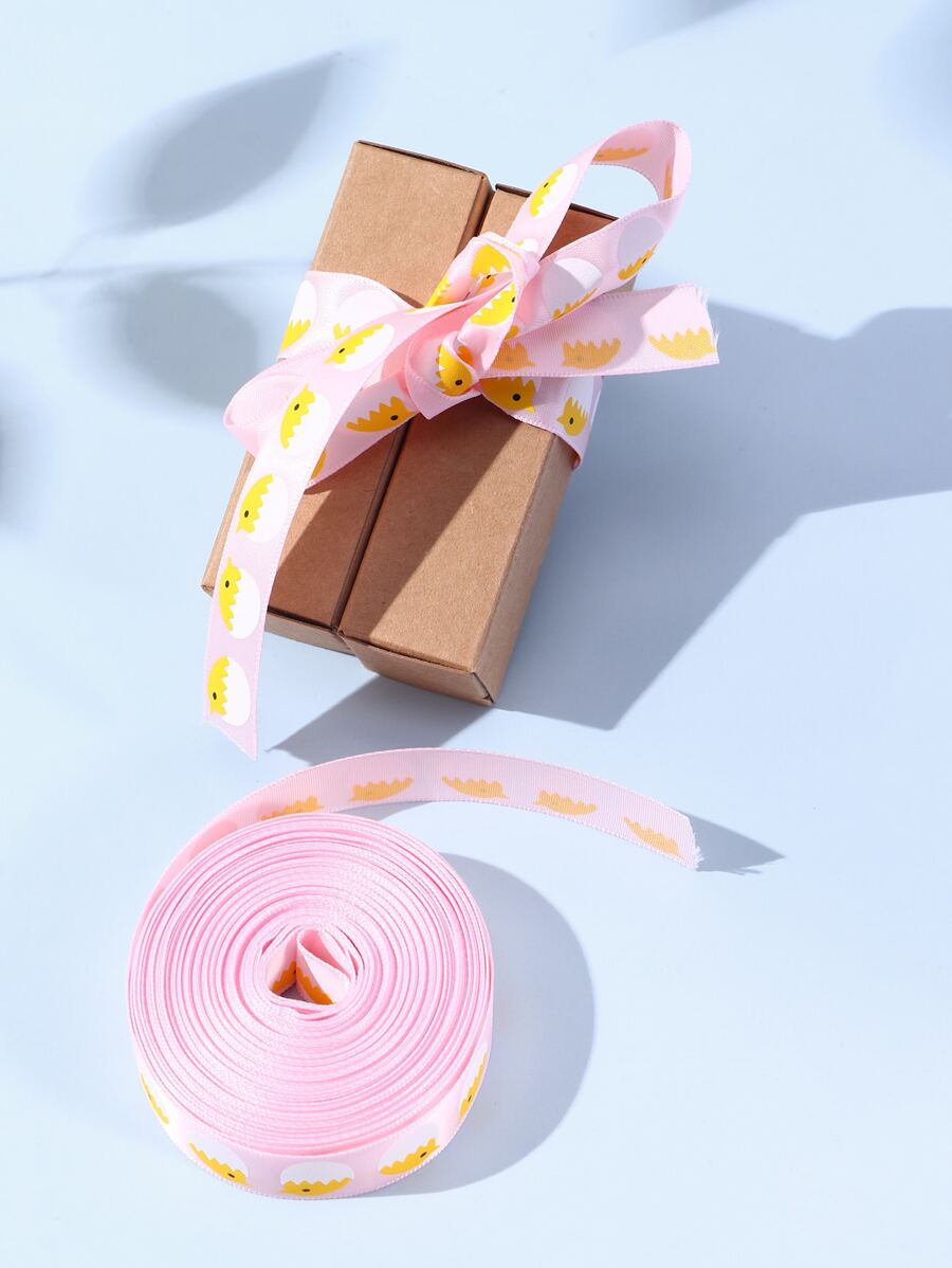 1 cuộn Polyester Gói Quà Nơ Hoạt Hình Họa Tiết Gà Dây Tóc Ruy Băng Cho Tiệc Phục Sinh - Nhiều màu - Xem 1