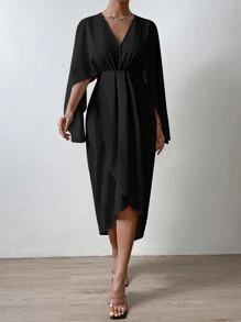 Chiquease Đầm màu trơn Thanh lịch - màu đen - Xem 3