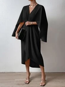 Chiquease Đầm màu trơn Thanh lịch - màu đen - Xem 5