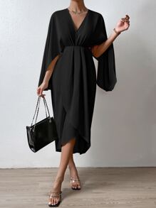 Chiquease Đầm màu trơn Thanh lịch - màu đen - Xem 6