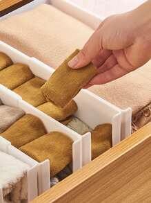 1pc White Plastic Closet Space Division Storage Box For Clothes, Socks, Underwear, Pants, Etc. - White - View 5