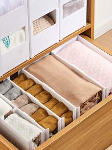 1pc White Plastic Closet Space Division Storage Box For Clothes, Socks, Underwear, Pants, Etc. - White - View 6