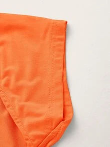 SHEIN MOD Summer Neon Orange Backless Batwing Sleeve Slim Fit Tee - Orange - View 4