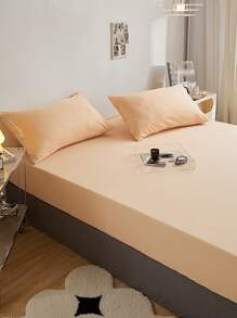 1 tấm chắc chắn được trang bị, vải tối giản được trang bị tấm dưới cùng cho gia đình - Màu be - Xem 5