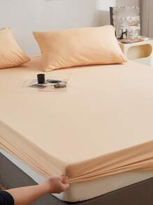 1 tấm chắc chắn được trang bị, vải tối giản được trang bị tấm dưới cùng cho gia đình - Màu be - Xem 7