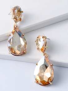 juran Rhinestone Water Drop Earrings - Champagne - View 2