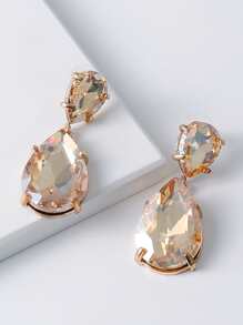juran Rhinestone Water Drop Earrings - Champagne - View 3