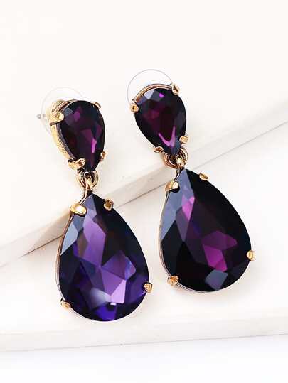 juran Rhinestone Water Drop Earrings