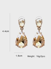 juran Rhinestone Water Drop Earrings - Champagne - View 5