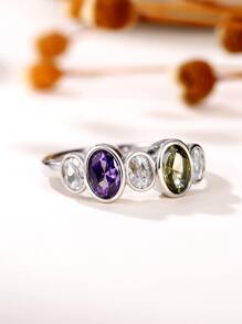 Cubic Zirconia Decor Ring - Multicolor - View 2