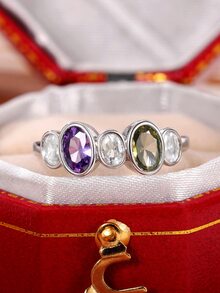 Cubic Zirconia Decor Ring - Multicolor - View 5