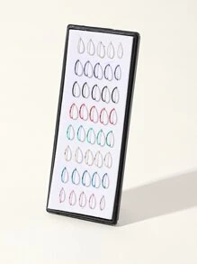 40入組/盒不銹鋼彩色極簡不銹鋼鼻環適合女士和女孩 - 彩色 - 查看 1