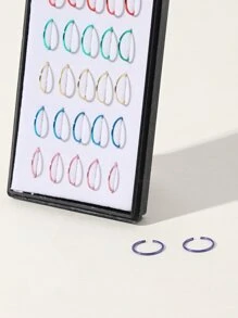 40入組/盒不銹鋼彩色極簡不銹鋼鼻環適合女士和女孩 - 彩色 - 查看 2