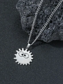 Men Cartoon Pendant Necklace - Silver - View 1