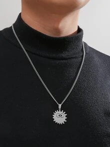 Men Cartoon Pendant Necklace - Silver - View 2