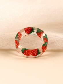 Girls Strawberry Print Ring - Red - View 3