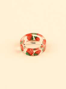 Girls Strawberry Print Ring - Red - View 5
