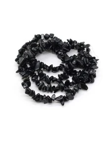 1strand Obsidian Stone DIY Jewelry Accessory - Black - View 2