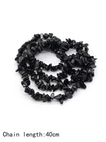 1strand Obsidian Stone DIY Jewelry Accessory - Black - View 3