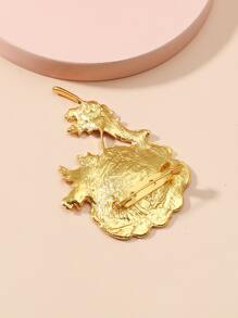 1pc Red Lotus & Synthetic Zirconia Elegant Brooch - Rose Red - View 2