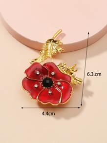 1pc Red Lotus & Synthetic Zirconia Elegant Brooch - Rose Red - View 3
