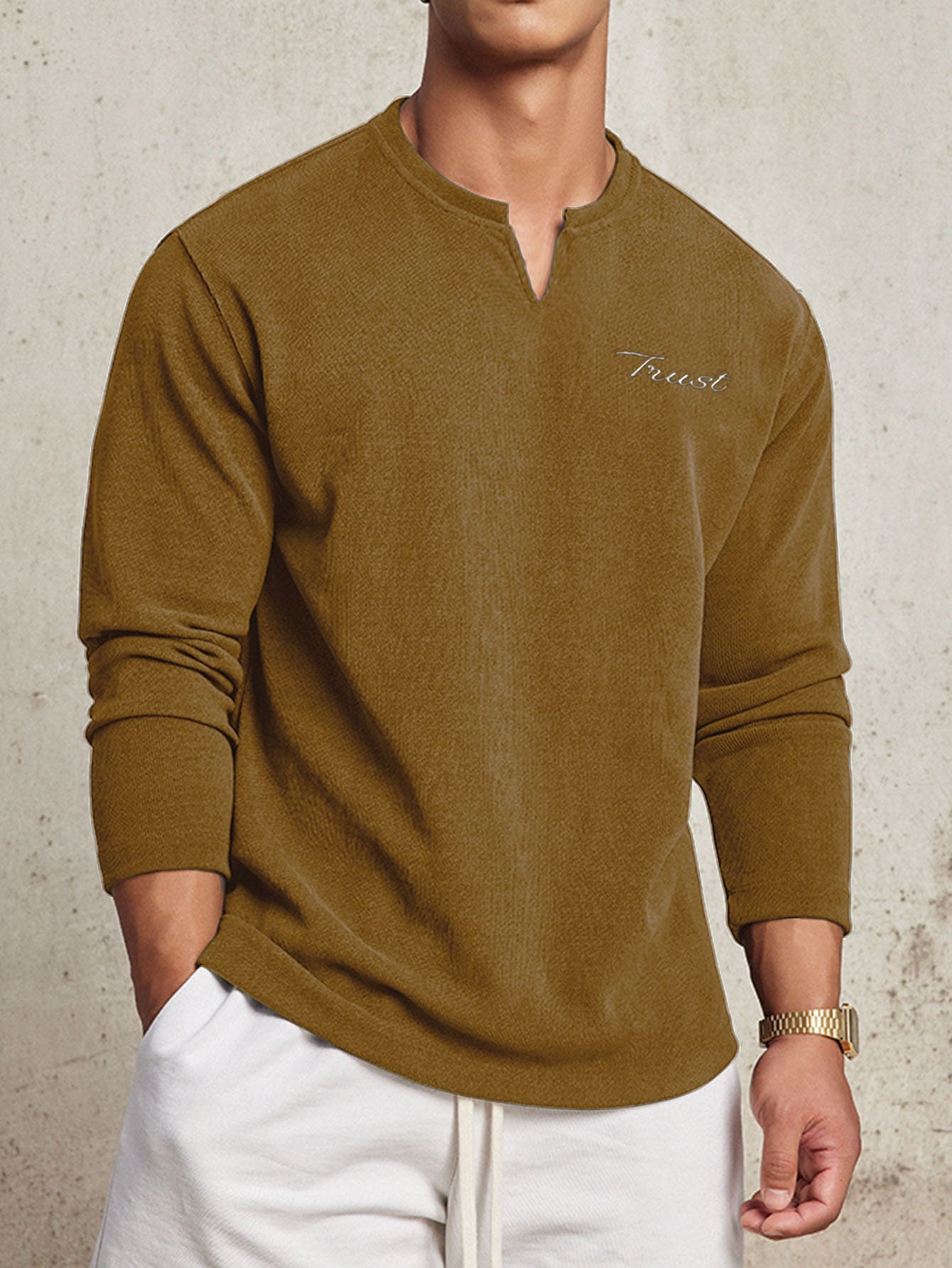 Manfinity Homme Áo thun & Áo lót Nam Lá thư Giải trí - màu nâu - Xem 1